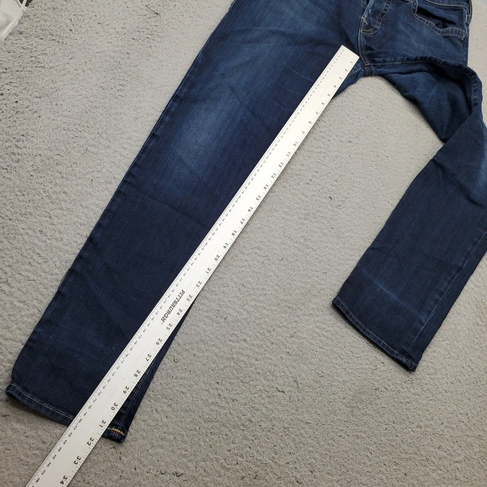 True Religion Dean Jeans Mens 33 Blue Denim Dark Wash Tapered Leg Button Fly